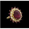 Image 1 : 14.37 ctw Ruby and Diamond Ring - 14KT Yellow Gold