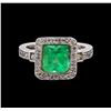 Image 2 : 2.54 ctw Emerald and Diamond Ring - 14KT White Gold