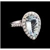 Image 1 : 5.58 ctw Aquamarine and Diamond Ring - 14KT White Gold