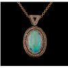 Image 1 : 8.77 ctw Opal and Diamond Pendant With Chain - 14KT Rose Gold