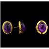 Image 2 : Amethyst and Diamond Earrings - 14KT Yellow Gold