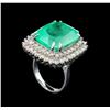 Image 4 : GIA Cert 19.97 ctw Emerald and Diamond Ring - 14KT White Gold