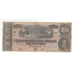 1864 $10 Confederate States of America Bank Note