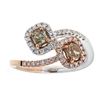 Image 1 : 0.55 ctw Multicolor Diamond Ring - 18KT Rose and White Gold