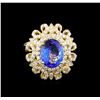 Image 2 : 3.56 ctw Tanzanite and Diamond Ring - 14KT Yellow Gold