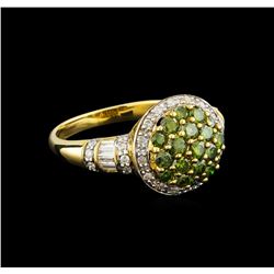 0.96 ctw Tsavorite and Diamond Ring - 14KT Yellow Gold