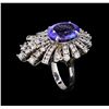Image 4 : 5.95 ctw Tanzanite and Diamond Ring - 14KT White Gold
