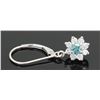 Image 2 : 1.00 ctw Blue and White Diamond Earrings - 14KT White Gold