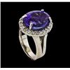 Image 4 : GIA Cert 10.23 ctw Tanzanite and Diamond Ring - 14KT White Gold