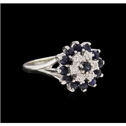 1.04 ctw Blue Sapphire and Diamond Ring - 10KT White Gold