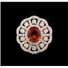 Image 2 : 6.19 ctw Spessartite and Diamond Ring - 18KT Rose Gold