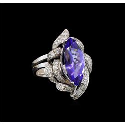 14KT White Gold 3.42 ctw Tanzanite and Diamond Ring