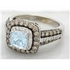 Image 8 : Le Vian 1.00 ctw Aquamarine and Diamond Ring - 14KT White Gold