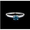 Image 2 : 14KT White Gold 0.47 ctw Round Cut Fancy Blue Diamond Solitaire Ring