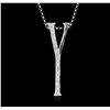 Image 1 : 14KT White Gold 0.12 ctw Diamond Pendant With Chain