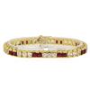 Image 1 : 6.69 ctw Ruby and White Sapphire Bracelet - 14KT Yellow Gold