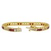 Image 3 : 6.69 ctw Ruby and White Sapphire Bracelet - 14KT Yellow Gold