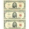 Image 1 : 1963 $5 VG/XF Red Seal Note Lot of 3