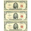 Image 1 : 1963 $5 VG/XF Red Seal Note Lot of 3