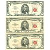 Image 1 : 1963 $5 VG/XF Red Seal Note Lot of 3