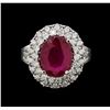 Image 2 : GIA Cert 5.91 ctw Ruby and Diamond Ring - 14KT White Gold