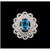Image 2 : 8.44 ctw Blue Zircon and Diamond Ring - 14KT White Gold