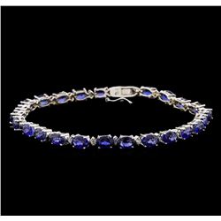 14KT White Gold 12.00 ctw Sapphire and Diamond Bracelet