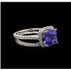 Image 1 : 14KT White Gold 3.04 ctw Tanzanite and Diamond Wedding Ring Set