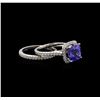 Image 3 : 14KT White Gold 3.04 ctw Tanzanite and Diamond Wedding Ring Set