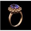 Image 4 : 4.45 ctw Tanzanite and Diamond Ring - 14KT Rose Gold