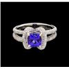 Image 2 : 14KT White Gold 1.42 ctw Tanzanite and Diamond Ring