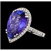 Image 1 : GIA Cert 8.25 ctw Tanzanite and Diamond Ring - 14KT White Gold
