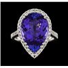 Image 2 : GIA Cert 8.25 ctw Tanzanite and Diamond Ring - 14KT White Gold