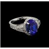 Image 1 : 18KT White Gold 5.05 ctw Tanzanite and Diamond Ring