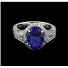 Image 2 : 18KT White Gold 5.05 ctw Tanzanite and Diamond Ring