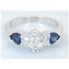 Image 7 : 0.90 ctw Diamond and Sapphire Ring - 14KT White Gold