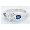 Image 9 : 0.90 ctw Diamond and Sapphire Ring - 14KT White Gold
