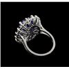 Image 3 : 12.01 ctw Tanzanite and Diamond Ring - 14KT White Gold