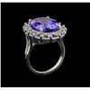 Image 4 : 12.01 ctw Tanzanite and Diamond Ring - 14KT White Gold