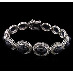 35.86 ctw Sapphire and Diamond Bracelet - 14KT White Gold