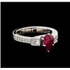 Image 1 : 1.16 ctw Ruby and Diamond Ring - 18KT White Gold