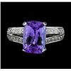 Image 2 : 4.51 ctw Tanzanite and Diamond Ring - 14KT White Gold