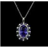 Image 2 : 16.62 ctw Tanzanite Pendant With Chain - 14KT White Gold