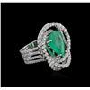 Image 1 : 14KT White Gold 4.27 ctw Emerald and Diamond Ring