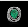 Image 2 : 14KT White Gold 4.27 ctw Emerald and Diamond Ring