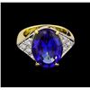 Image 2 : 9.52 ctw Tanzanite and Diamond Ring - 18KT Yellow Gold