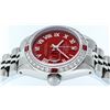 Image 2 : Rolex Stainless Steel Red Roman Diamond and Ruby DateJust Ladies Watch