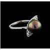 Image 1 : Pearl and Diamond Ring - 14KT White Gold