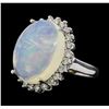 Image 1 : 9.45 ctw Opal and Diamond Ring - 14KT White Gold