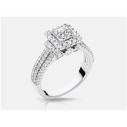 Cubic Zirconia and Diamond Ring - 14KT White Gold